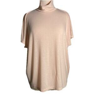 Ann Taylor Loft Outlet M Peach Color Mock Turtleneck Short Sleeve